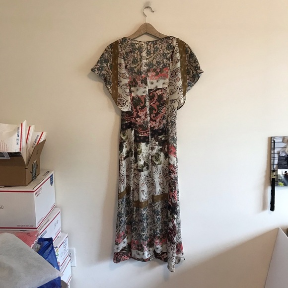 NWT Zara Crinkle Patchwork Midi Dress - Picture 6 of 6